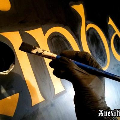 Finbarrs Irish Pub Gold Leafing Shign Painting By Anexitilon
