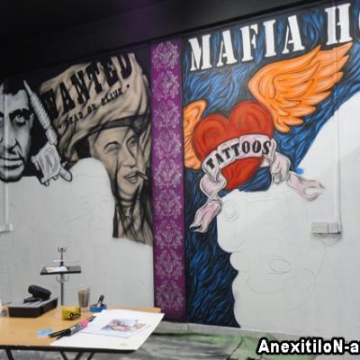 Limassol Tattoo Studio Wallpainting Airbrushing Process By Savvas Koureas 2013