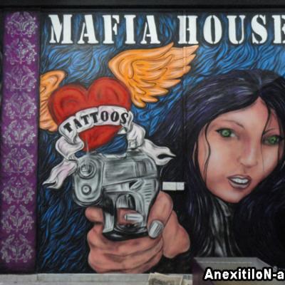 Mafia House Tattoo Studio Mural Airbrushing By Savvas Koureas 2013 Tattoo Art Inspiration