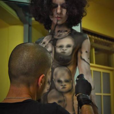 Faces Body Painting On Naked Lady Body Art By Anexitilon