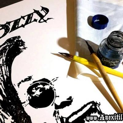 Ozzy Osbourne Poster Ink And Fountain Dip Pen By Anexitilon Savvas Koureas
