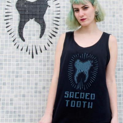 Sacred Tooth Logo Black Tshirt Design Handmade Logo Art By Anexitilon Savvas Koureas