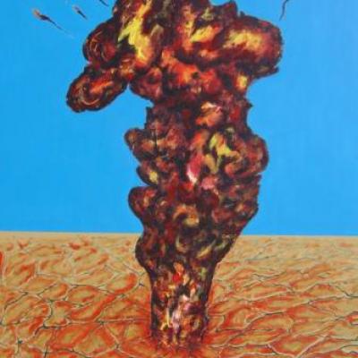 Bombing The Desert By Savvas Koureas 2004 70x50 Cm Acrylic On Plywood